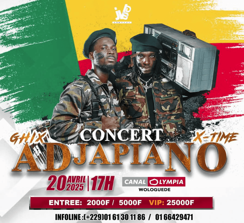 Premier grand concert ADJAPIANO : Ghix et X-Time vous donne rendez-vous le 20 avril 2025 à Canal Olympia Wologuèdè.